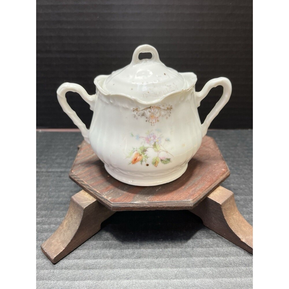 Sugar Bowl Lid Porcelain Vtg Old Women in the Shoe Cottagecore Farm Shabby Chic - Picture 4 of 14